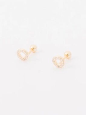 Hey June diamond circle screwback stud earrings